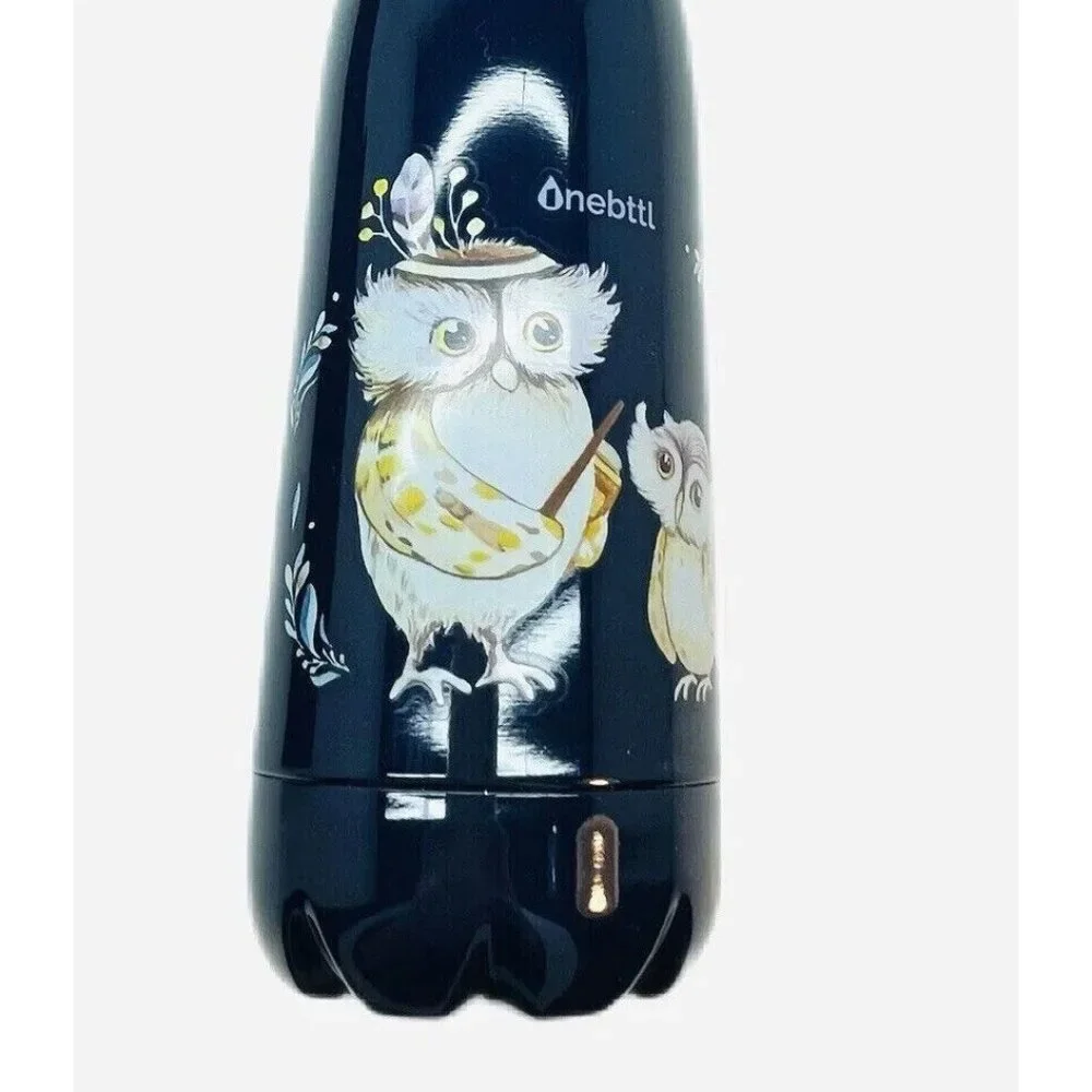 NIB Owls Stainless Steel Water Bottle Double Wall Insulated Sport Hiking Outdoor